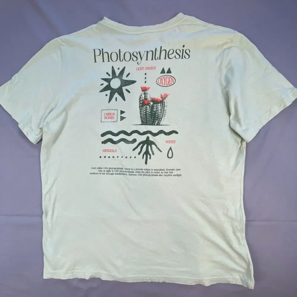 The Life Of Plants Mens Cactus Graphic T-Shirt Short Sleeve Sage Light Green L